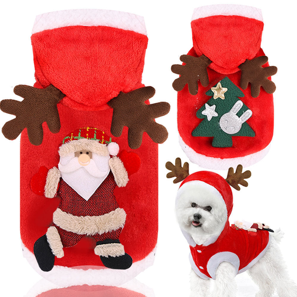 Holiday Reindeer Dog Hoodie - Plush Christmas Costume for Pets