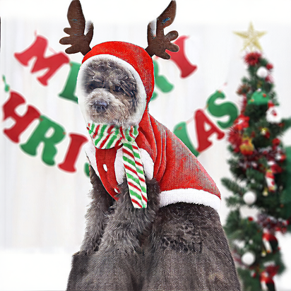 Holiday Reindeer Dog Hoodie - Plush Christmas Costume for Pets