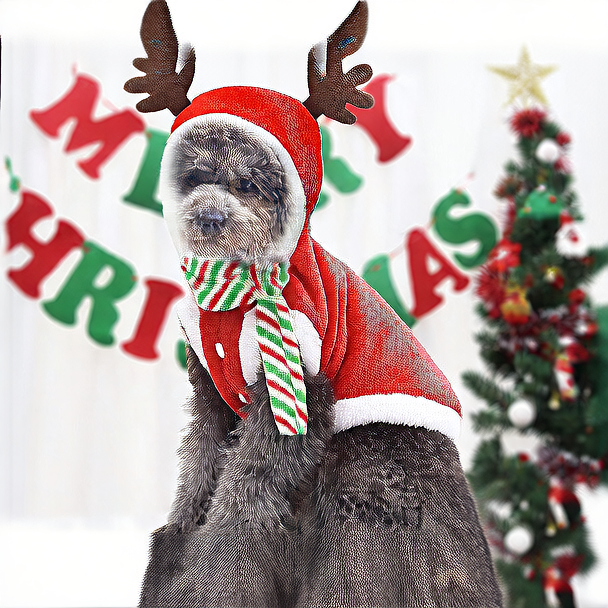Holiday Reindeer Dog Hoodie - Plush Christmas Costume for Pets
